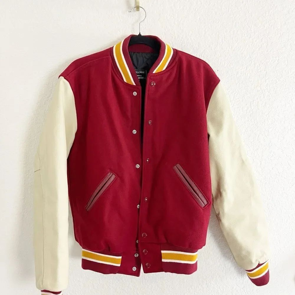 Men's Holloway Retro Red and Cream Varsity bomber Jacket . XS